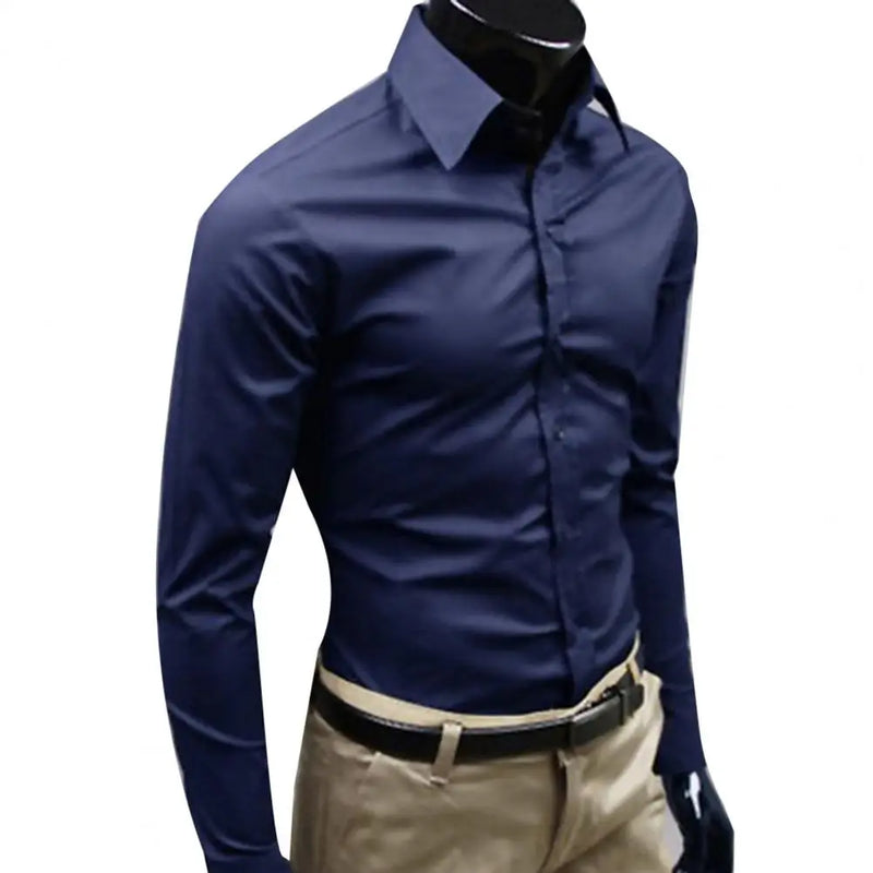 Classic Business Shirt  Breathable Not See Through Men's Shirt  Men's Slim Fit Cotton Business Shirt