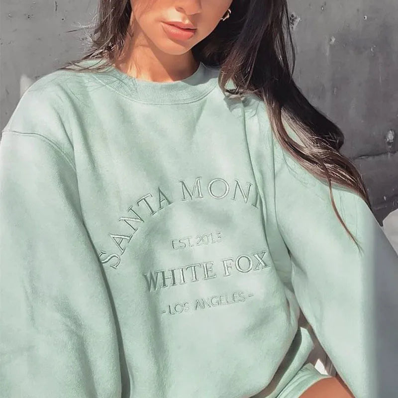 Carta bordado branco crewneck moletom feminino inverno topos grandes tamanhos legal meninas streetwear nova moda coreana pulôver casual