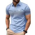 Men Personality Summer Fashion Sport Short Sleeve Casual Lapel Zipper Polo Shirt Men Print Polyester Quick Drying Polo Shirt Top