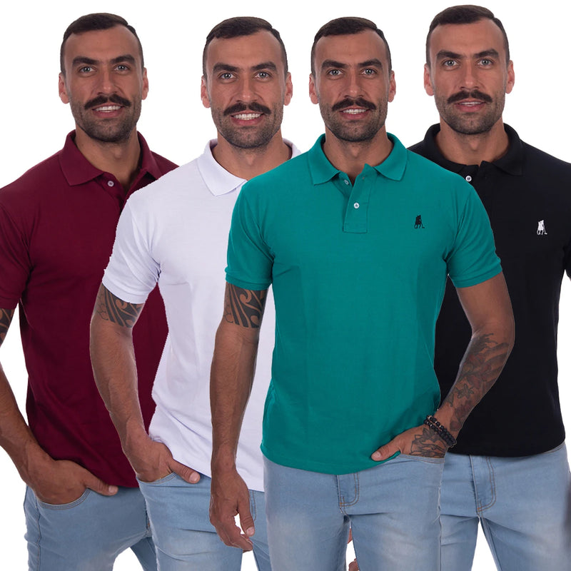 Kit 04 Camisas Original Men's Polo Shirt Piquet Cotton traf za men's summer summer comfortable free shipping